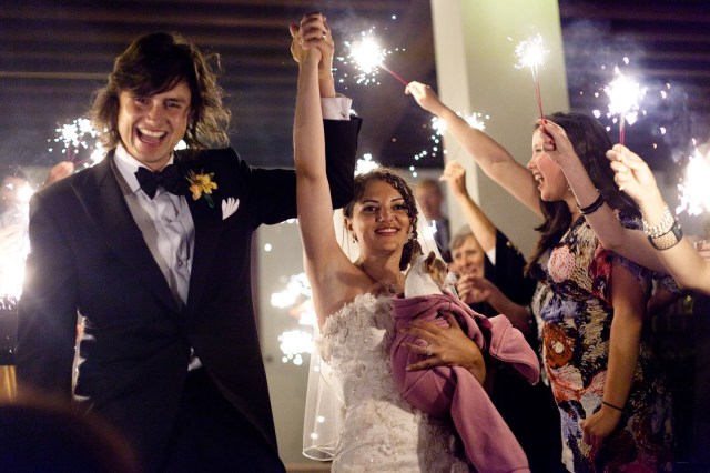 Bride and Groom with Sparklers